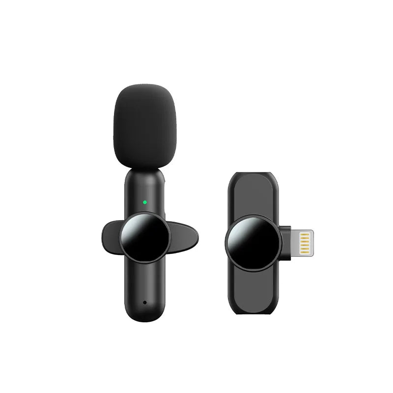 Basix 2.4G Wireless Stereo Lavalier Microphone Live Interview Outdoor Mini Noise Cancelling for iPhone Android rotate Lapel Mic