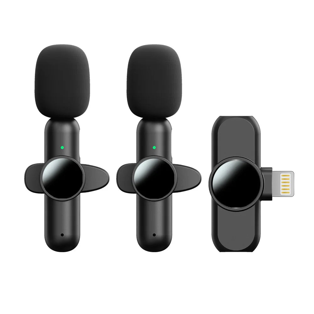 Basix 2.4G Wireless Stereo Lavalier Microphone Live Interview Outdoor Mini Noise Cancelling for iPhone Android rotate Lapel Mic