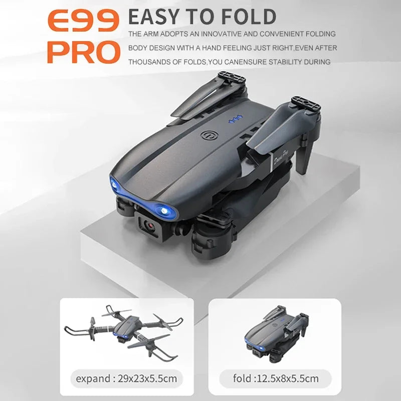 Mini E99Pro Foldable RC Helicopter 5G WiFi FPV 4K Dual HD Camera Drone with Height Hold Wide Angle Professional