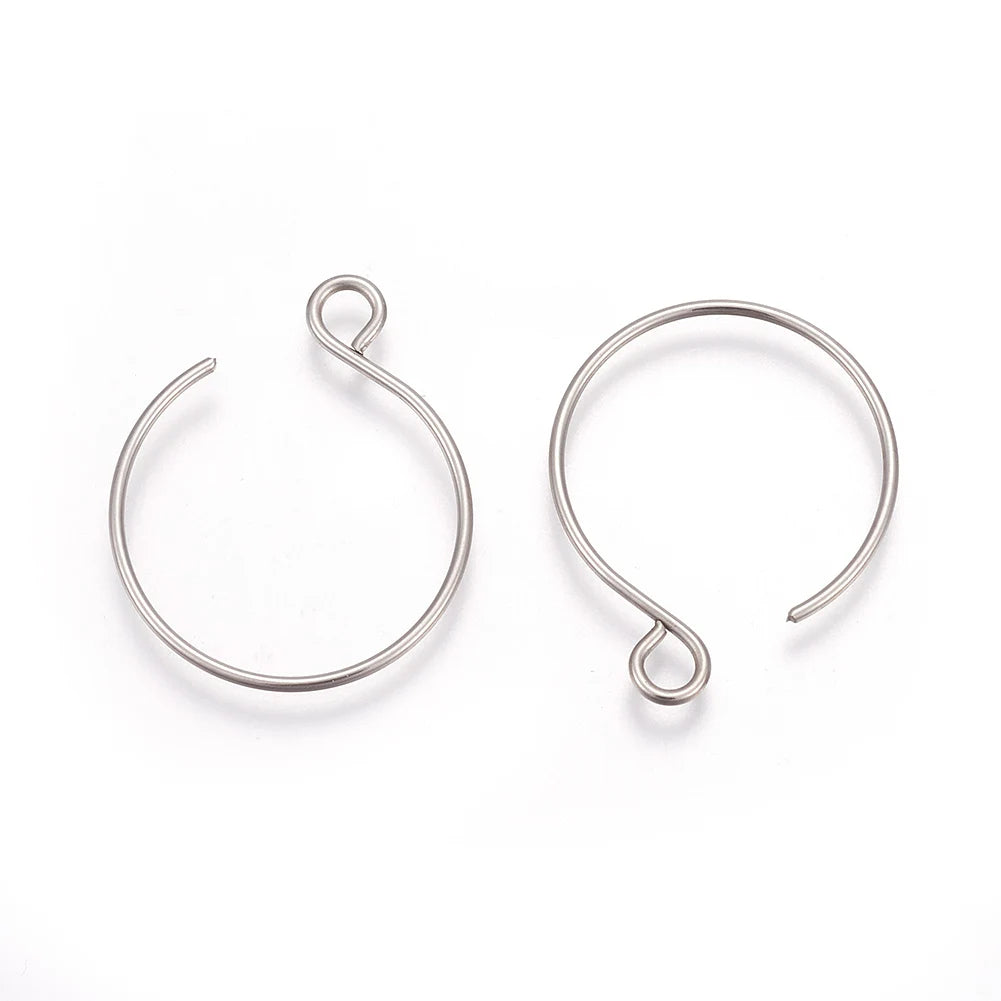 100/200Pcs Stainless Steel Earring Hooks Ear Wire V Shape Big Circle Wire Earrings for DIY Earring Jewelry Making Accessories