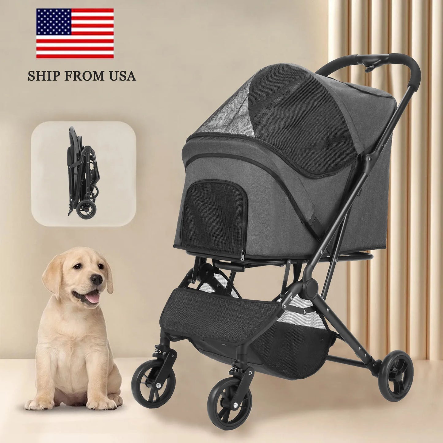 Pet Trolley jogging stroller Pet Strollers for Small Medium Dogs Cat Foldable Travel Pet Gear Stroller Car Dog