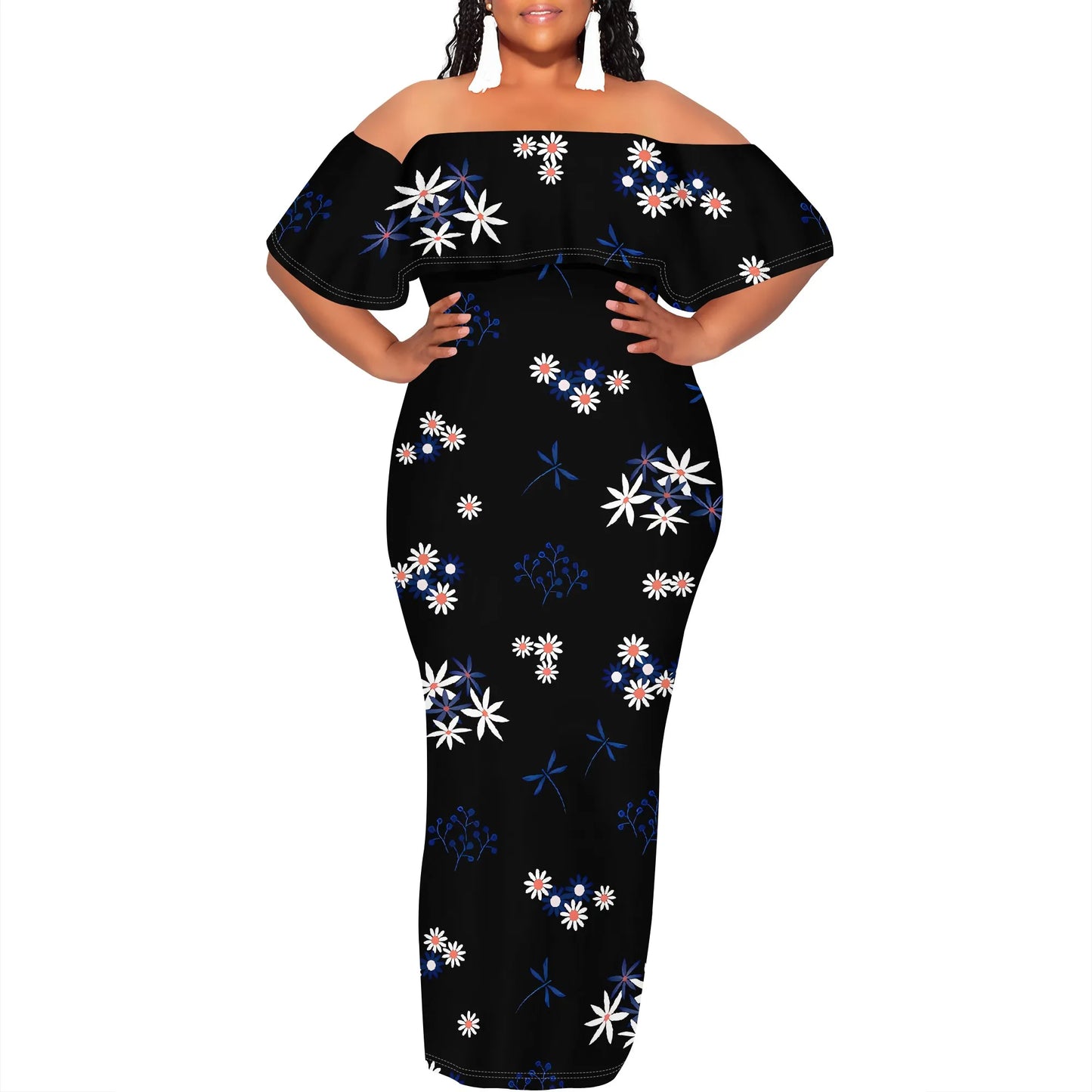 Women's Fashion 2025 Spring/Summer New Customized Casual Loose Swing Collar Printed Butterfly Beach Dress