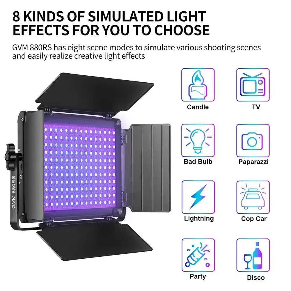 High Power 60W RGB LED Video Light Kit 2-Pack Bluetooth Controlled Photography Studio Lighting Panel