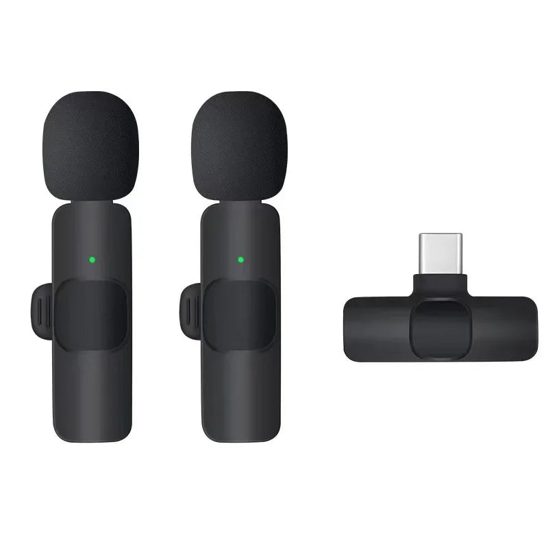 2.4G Wireless Lavalier Microphone Portable Audio Video Recording Mini Mic for iPhone Android Live Broadcast Gaming Phone Mic