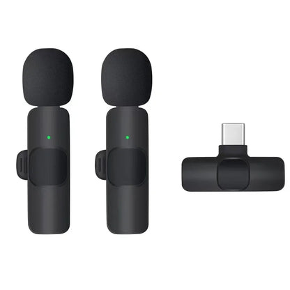 2.4G Wireless Lavalier Microphone Portable Audio Video Recording Mini Mic for iPhone Android Live Broadcast Gaming Phone Mic