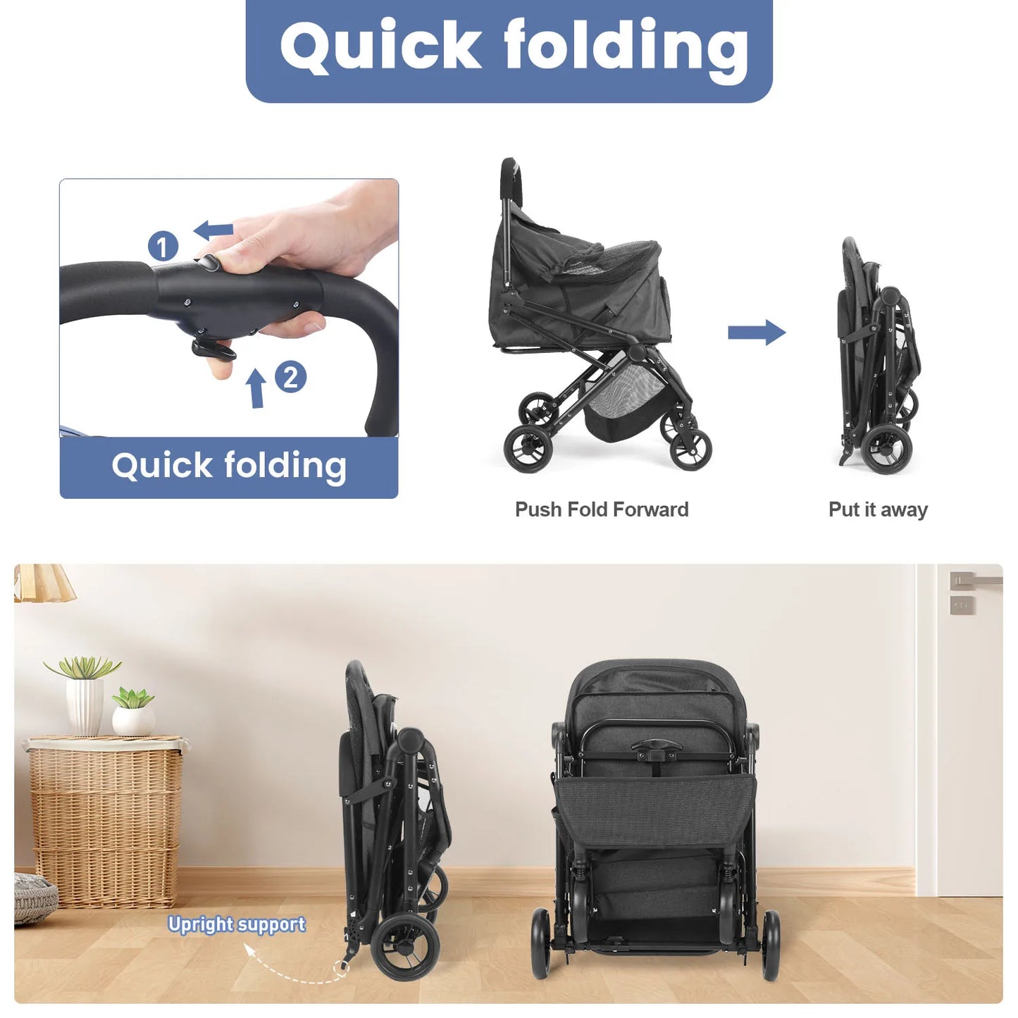 Pet Trolley jogging stroller  Pet Strollers for Small Medium Dogs Cat  Foldable Travel Pet Gear Stroller Car Dog