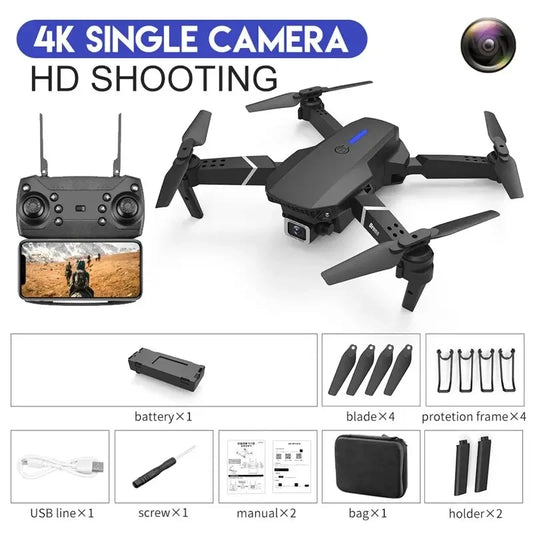 Mini E99Pro Foldable RC Helicopter 5G WiFi FPV 4K Dual HD Camera Drone with Height Hold Wide Angle Professional