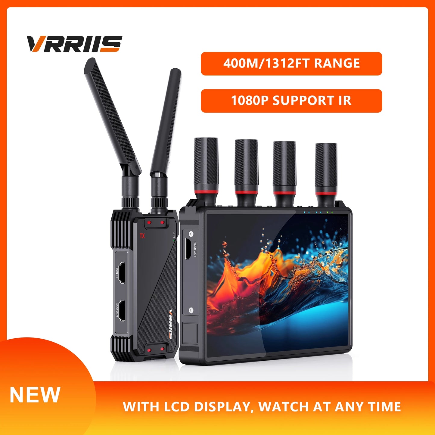 Wireless Hdmi Video Transmission System Transmitter Receiver With LCD Screen Support IR for Streaming Laptop Projector to TV