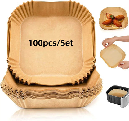 50/100pcs Square Airfryer Papers Non-Stick  Disposable Paper Large Air Fryer Disposable Food Householdr Kitchen Oil Absorbing