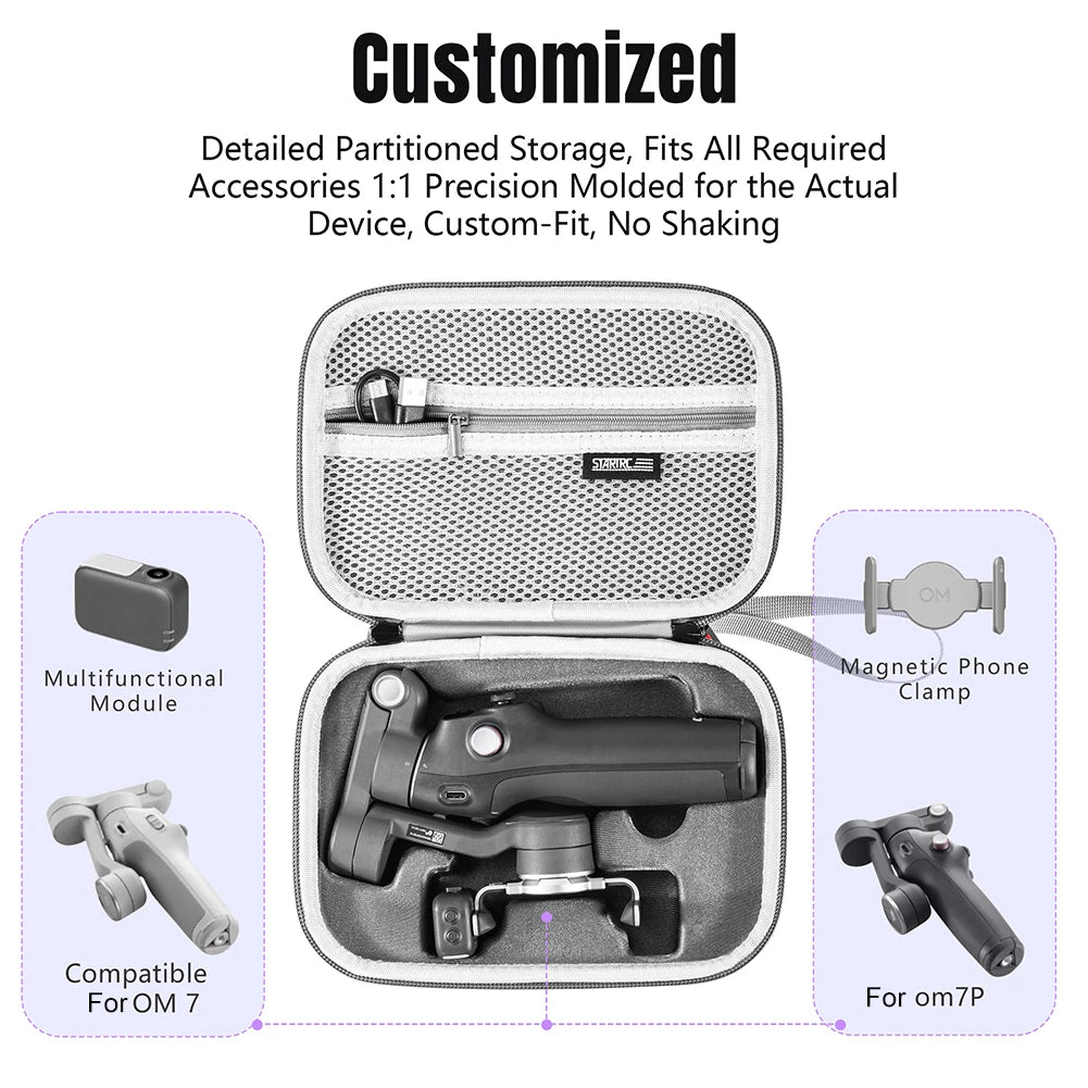 Carrying Case for DJI Osmo Mobile 7/7 Pro Shockproof Portable Storage Bag Splashproof Travel Case Handheld Gimbal Portable Bag