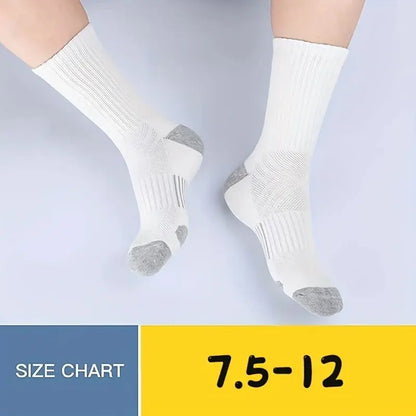 6 Pairs Of Sports Socks Men's Buffered Running Socks Breathable Outdoor Sports Socks Long Mid Calf Socks