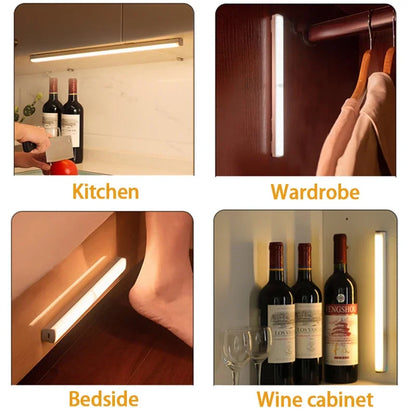 Wireless Motion Sensor LED Night Light USB-C Rechargeable Lamp for Closet, Wardrobe, Kitchen, Stairs, Cabinet, Room Backlight