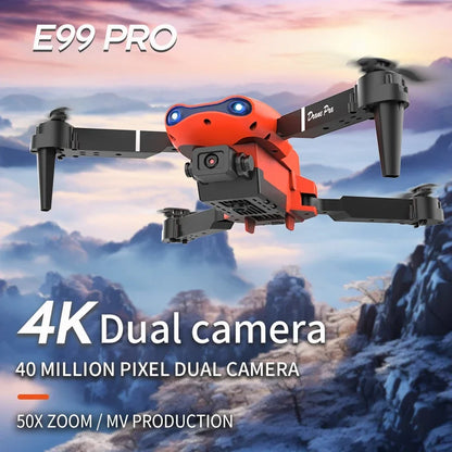 Mini E99Pro Foldable RC Helicopter 5G WiFi FPV 4K Dual HD Camera Drone with Height Hold Wide Angle Professional