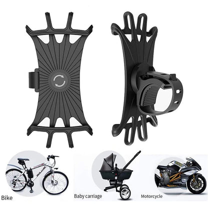 Universal Bicycle Mobile Phone Holder 360 Rotating Silicone Bike GPS Clip Mount Baby Stroller Stand Motorcycle Handlebar Bracket