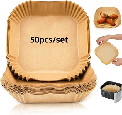 50/100pcs Square Airfryer Papers Non-Stick  Disposable Paper Large Air Fryer Disposable Food Householdr Kitchen Oil Absorbing