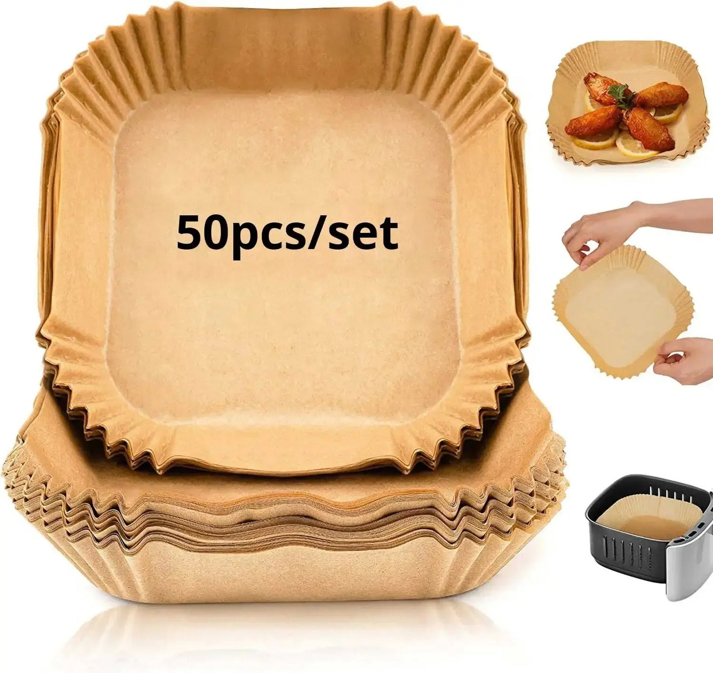 50/100pcs Square Airfryer Papers Non-Stick  Disposable Paper Large Air Fryer Disposable Food Householdr Kitchen Oil Absorbing