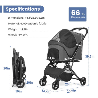 Pet Trolley jogging stroller  Pet Strollers for Small Medium Dogs Cat  Foldable Travel Pet Gear Stroller Car Dog