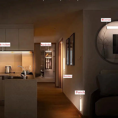 Wireless Motion Sensor LED Night Light USB-C Rechargeable Lamp for Closet, Wardrobe, Kitchen, Stairs, Cabinet, Room Backlight