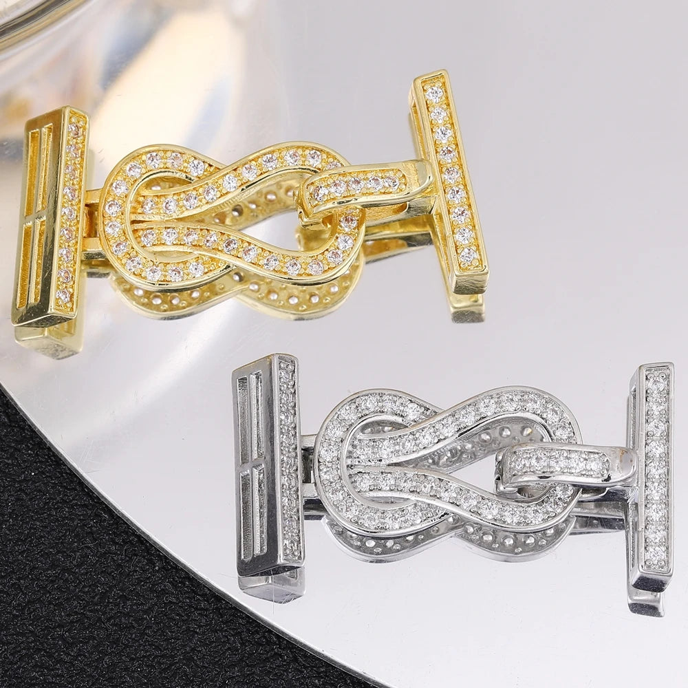 Juya 18K Real Gold Plated Snake Connector Fastener Hook Clasps Accessories For DIY Needlework Cuba Chains Pearls Jewelry Making
