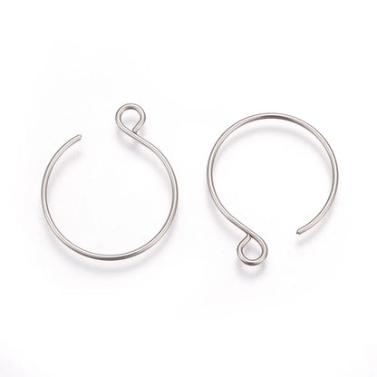 100/200Pcs Stainless Steel Earring Hooks Ear Wire V Shape Big Circle Wire Earrings for DIY Earring Jewelry Making Accessories