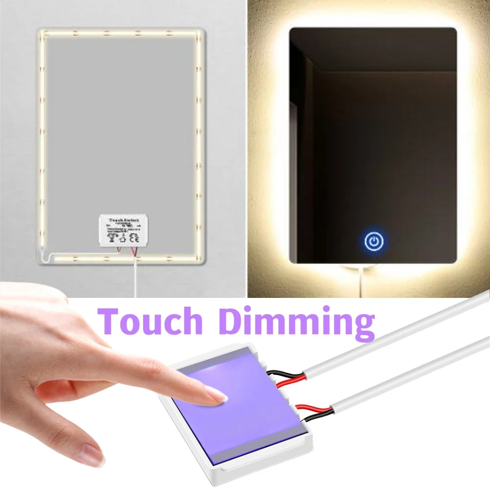 Touch Dimmable COB LED Vanity Makeup Mirror Light 12V 320 480LEDs/M Sensor Dressing Table Decoration Tape Lamp RA90 Linear Strip