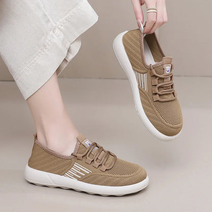 Summer mesh women's sports shoes breathable and lightweight women's cloth shoes soft soled non slip casual shoes