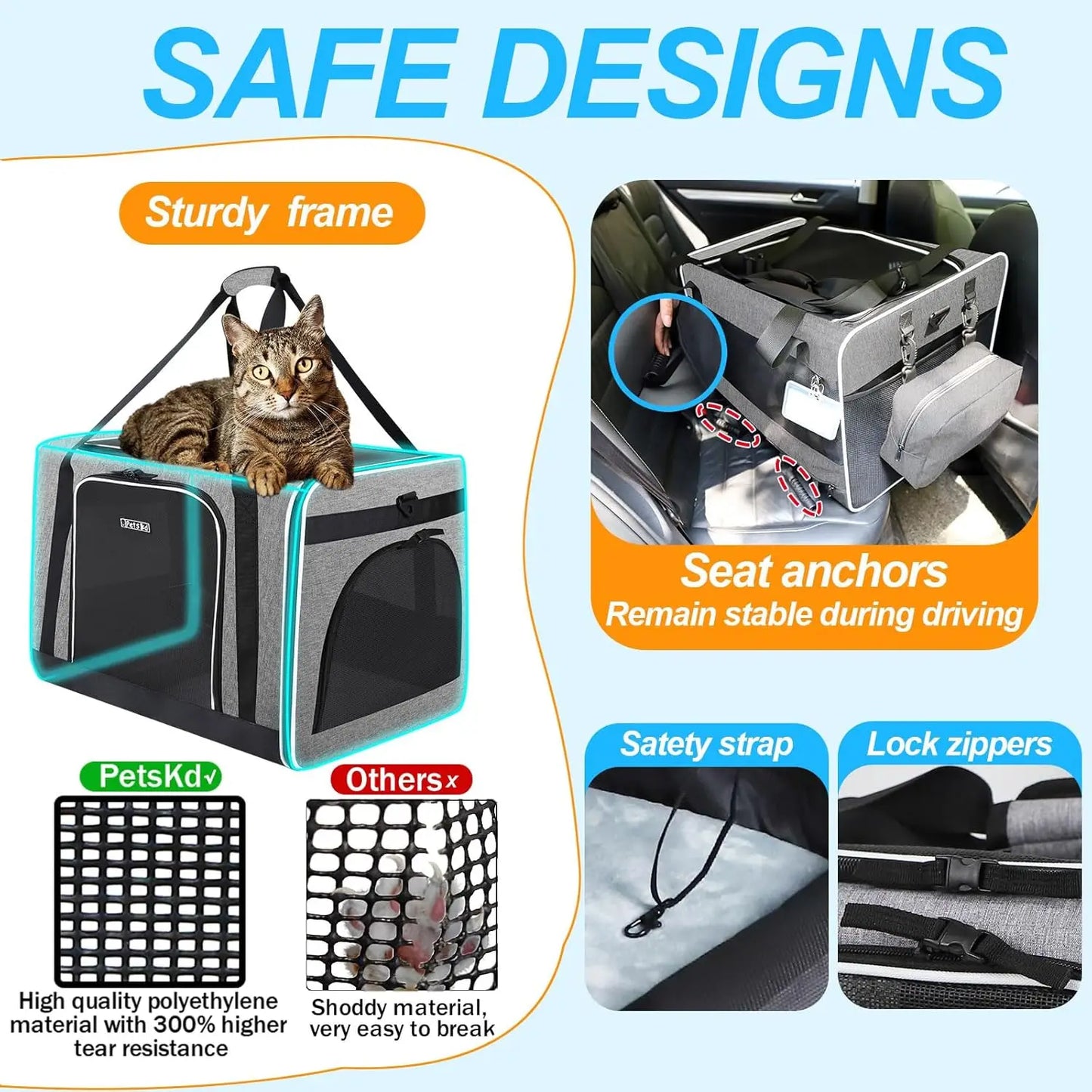 Extra Large Cat Carrier with Wheels and Litter Box 24"x17"x17" for Large Cat or 2 Small Cats
