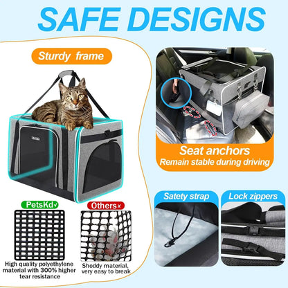 Extra Large Cat Carrier with Wheels and Litter Box 24"x17"x17" for Large Cat or 2 Small Cats