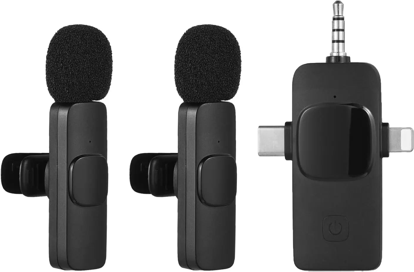 2.4G Wireless Lavalier Microphone Portable Audio Video Recording Mini Mic for iPhone Android Live Broadcast Gaming Phone Mic