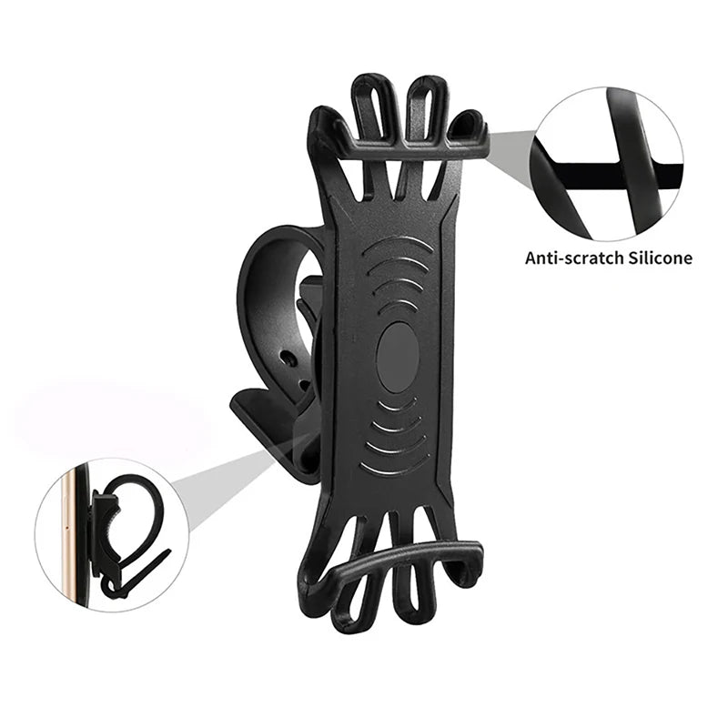 Universal Bicycle Mobile Phone Holder 360 Rotating Silicone Bike GPS Clip Mount Baby Stroller Stand Motorcycle Handlebar Bracket