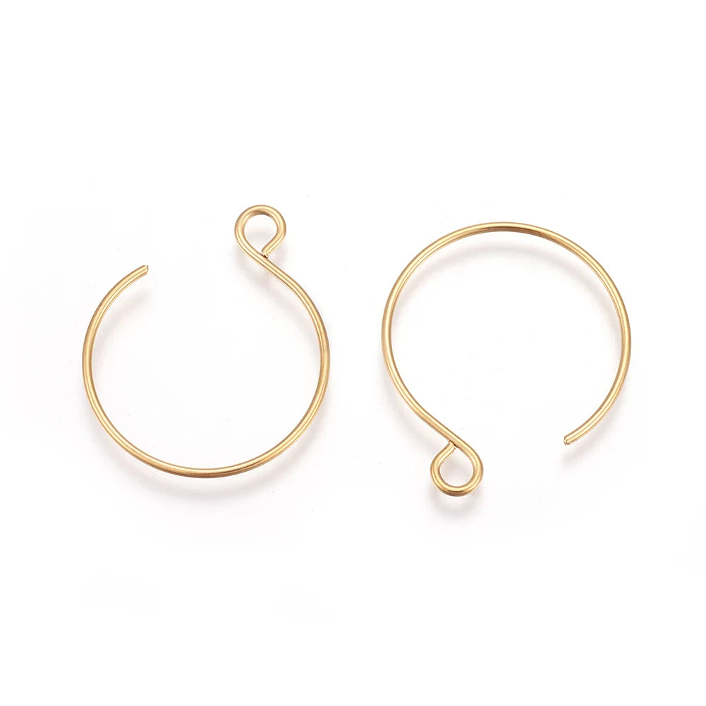100/200Pcs Stainless Steel Earring Hooks Ear Wire V Shape Big Circle Wire Earrings for DIY Earring Jewelry Making Accessories