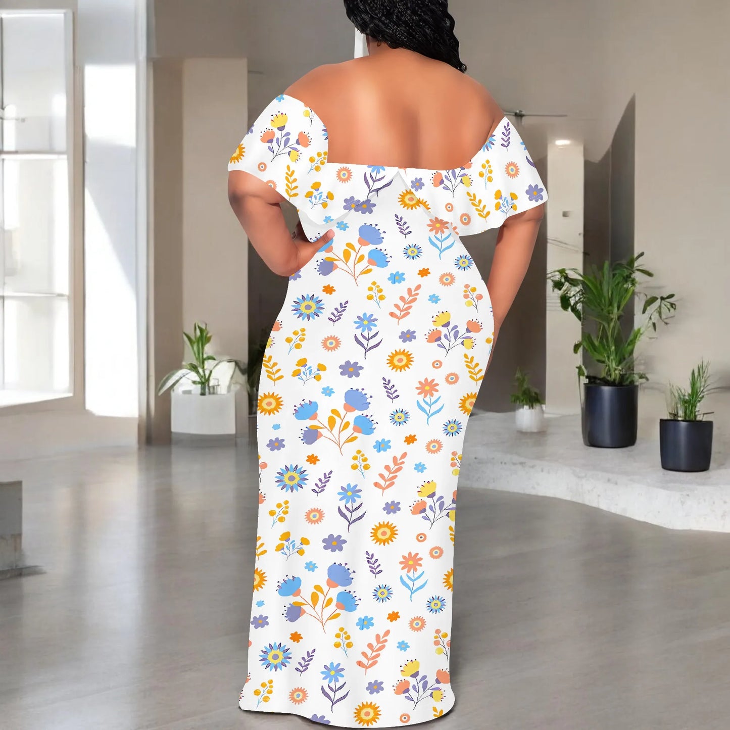 Women's Fashion 2025 Spring/Summer New Customized Casual Loose Swing Collar Printed Butterfly Beach Dress