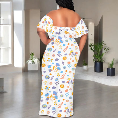 Women's Fashion 2025 Spring/Summer New Customized Casual Loose Swing Collar Printed Butterfly Beach Dress